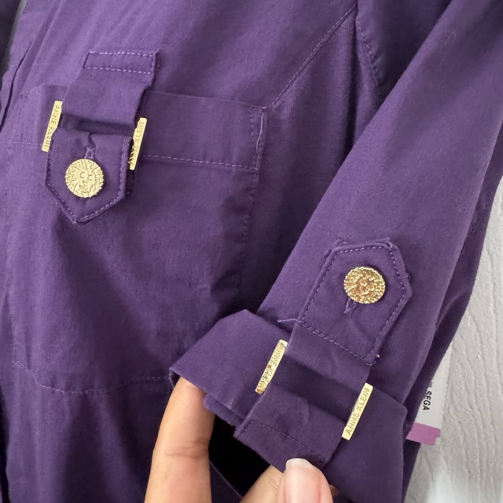 Anne Klein Deep Purple Button-Down Shirt - Picture 4 of 6